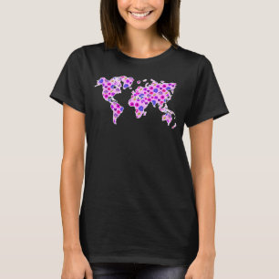 Camiseta Viagem Floral World Map Cute Viagem Adventure para