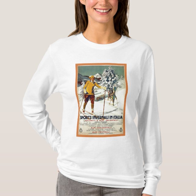 Camiseta Viagem italiano do anúncio dos esportes de inverno (Frente)