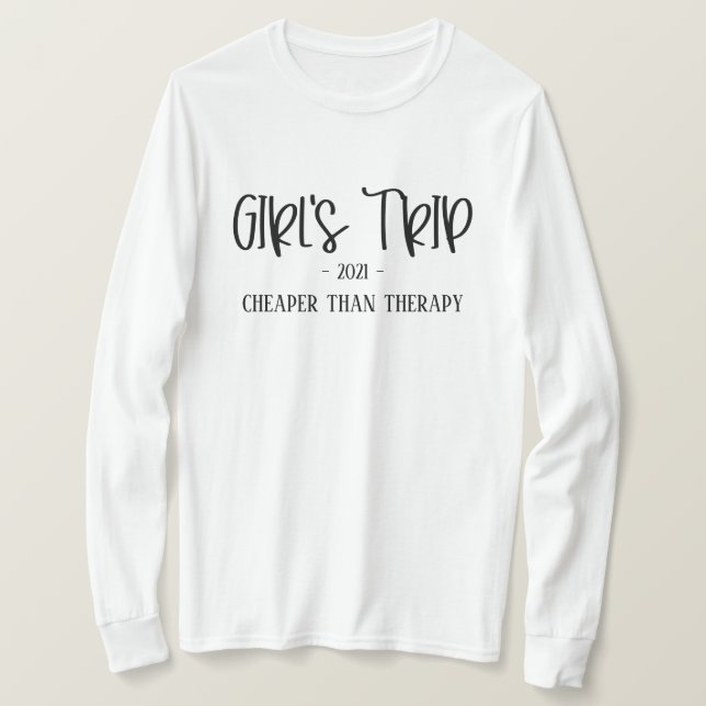 Camiseta Viagem mais barata do que terapia divertida (Frente do Design)