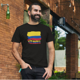 Camiseta Viagem Nacional de Bandeira da Colômbia
