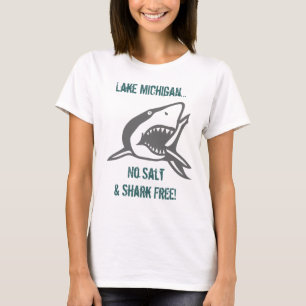 Camiseta Viagem Natação Lake Michigan Sem Sal e Sem Tubarão