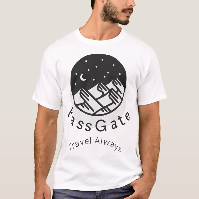 Camiseta Viagem PassGate Sempre Branco Camisa-T de Homens (Frente)