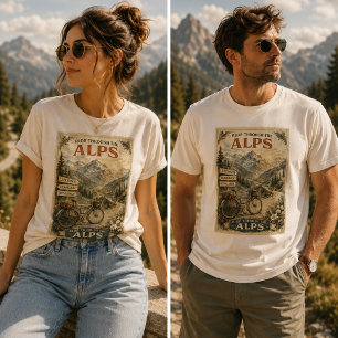 Camiseta Viagem pelas Alpes Ciclismo de Bicicleta Antiga