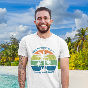 Camiseta Viagem Personalizável da Família Palm Tree Island 