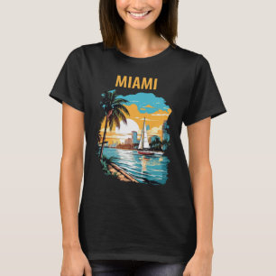 Camiseta Viagem Pôr do Sol Praia de Palma Miami Flórida