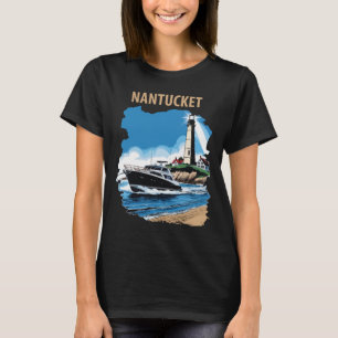 Camiseta Viagem Retro Luz de Nantucket Massachusetts