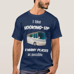 Camiseta Viagem RV Camper Motorhome Hospedando muitos lugar