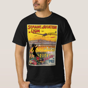Camiseta Viagens Antigas, Aviação Aviões, Lyon, França