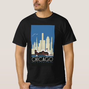 Camiseta Viagens Antigas Chicago Tem Tudo Paisagem Urbana d