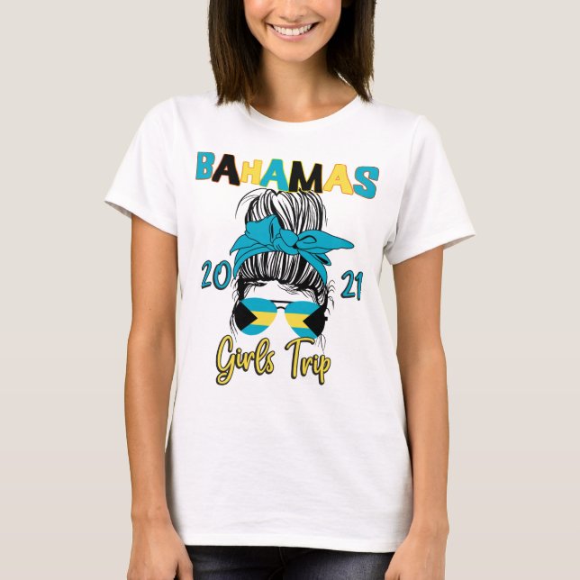 Camiseta Viagens de Viagem de Meninas das Bahamas - Camiset (Frente)