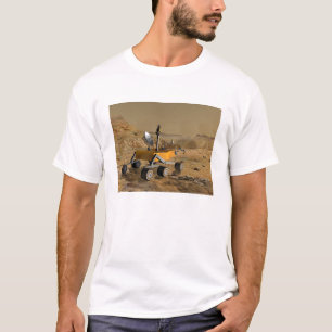 Camiseta Viagens do Laboratório de Ciência Mars perto de um