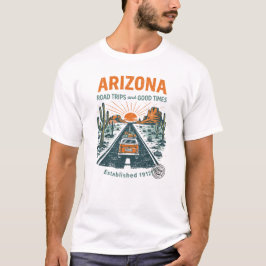Camiseta Viagens pela Arizona com Design Retro do Deserto