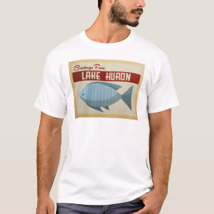 Camiseta Viagens vintage azuis dos peixes do Lago Huron