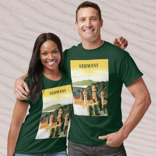 Camiseta Viagens vintage, Castelo Alemão, Baviera Alemanha