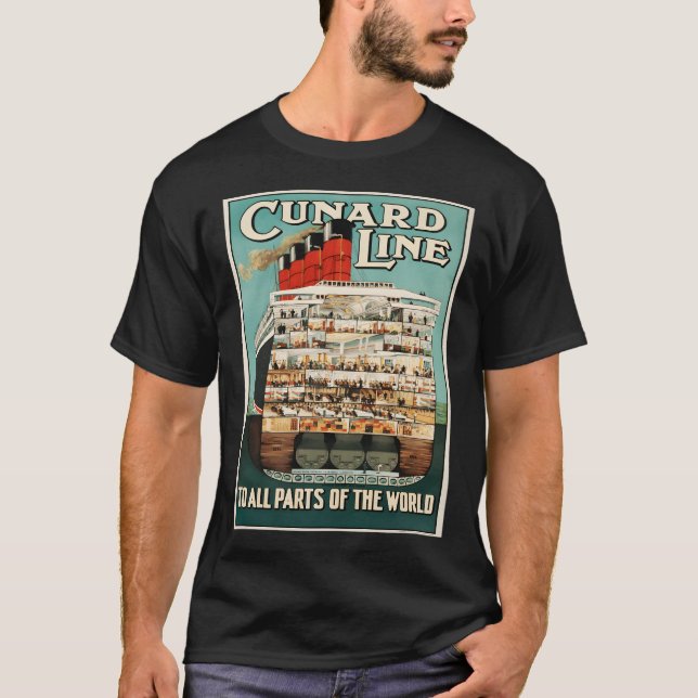 Camiseta Viagens vintage Cunard Line (Frente)