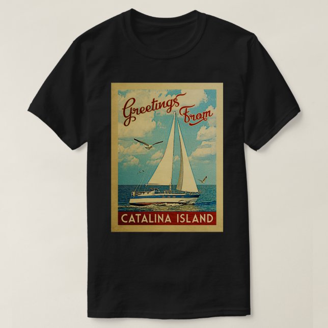 Camiseta Viagens vintage da ilha Catalina (Frente do Design)