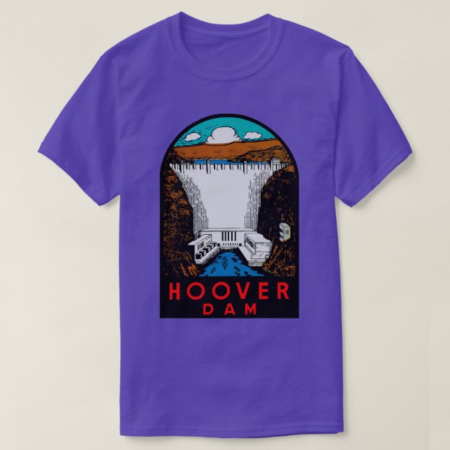 Camiseta Viagens vintage de barragem Hoover (Frente do Design)