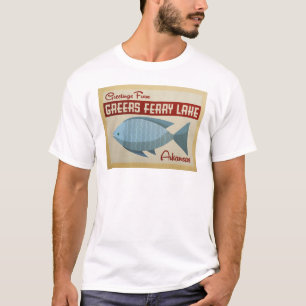 Camiseta Viagens vintage dos peixes do lago ferry de Greers