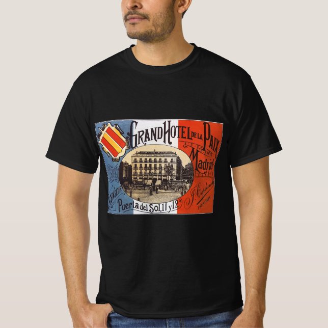 Camiseta Viagens vintage, Grand Hotel Paix, Madrid, Espanha (Frente)
