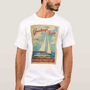 Camiseta Viagens vintage Maine do veleiro de Kennebunkport