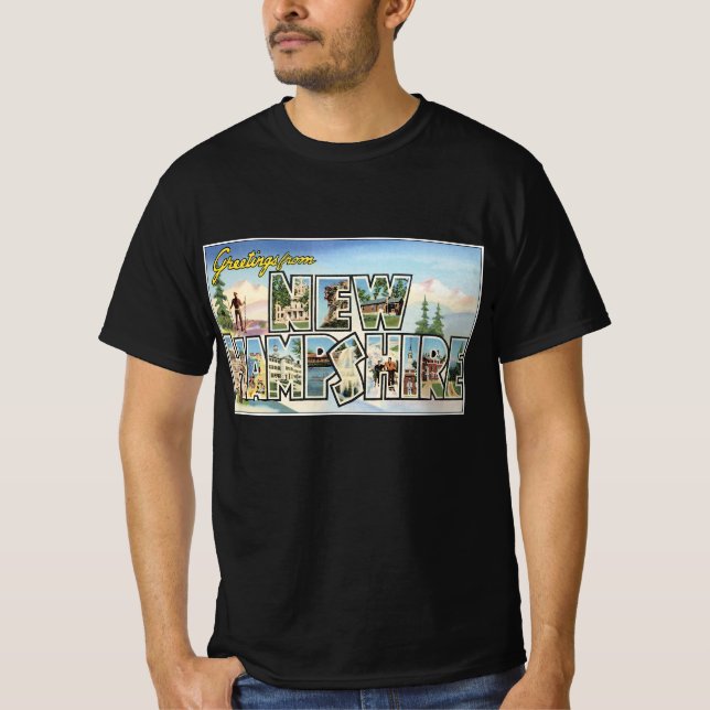 Camiseta Viagens vintage, Saudações de New Hampshire (Frente)
