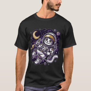 Camiseta Viajante Celestial: Mascote Espacial de Gato Astro