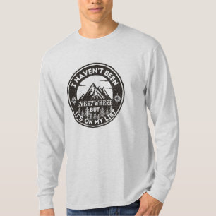 Camiseta viajante divertido do mundo ainda não estive em to
