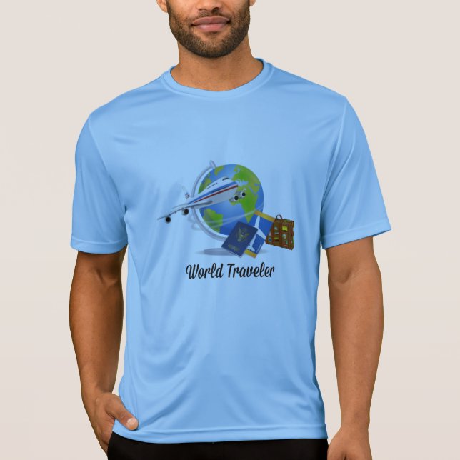 Camiseta Viajante mundial, embalado e pronto para ir (Frente)