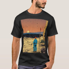 Camiseta Viajante Solitário na Arte do Pôr do Sol no Desert