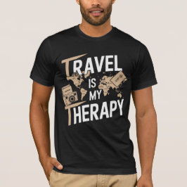 Camiseta Viajar é Minha Terapia Declaração Engraçada Para R