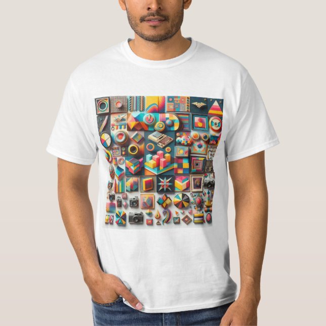 Camiseta Viaje Retro: Imágenes 3D  (Frente)