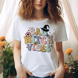 CAMISETA VIBAS DE BRUXAS RUINS DE ALLOWEEN RETRO GROOVY