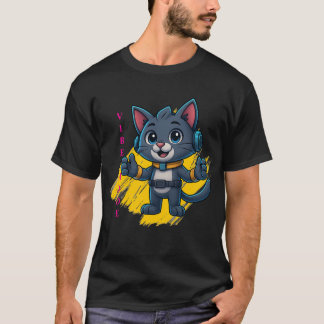 Camiseta Vibe Mode Cat - Retro Design