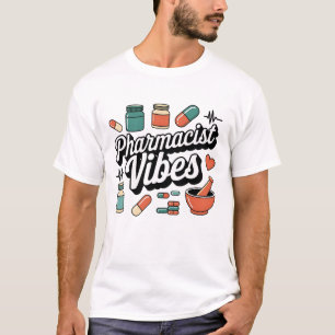 Camiseta Vibes de Farmacêutico Retro Trabalhador de Farmáci