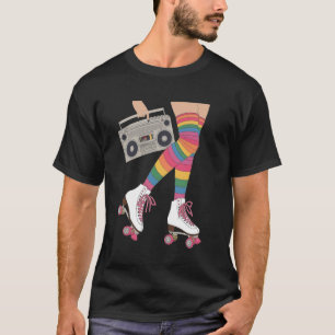 Camiseta Vibes de Patinação de Rolo Retro - Patinadora Rosa