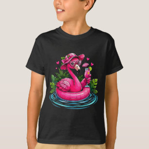 Camiseta Vibes de praia rosa flamingo palmeira tropical