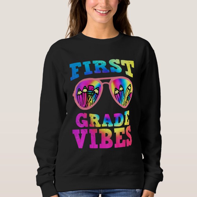 Camiseta Vibes De Primeiro Grau Tie Dye Óculos De Sol De Vo (Frente)