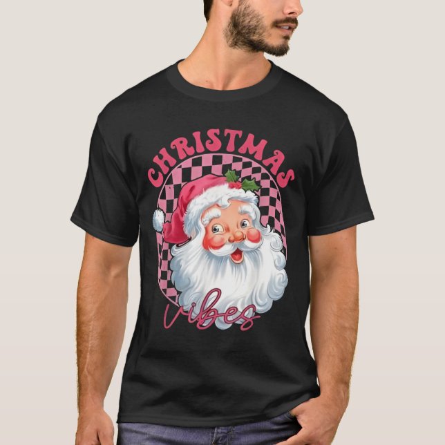 Camiseta Vibes Papais noeis cor-de-rosa (Frente)