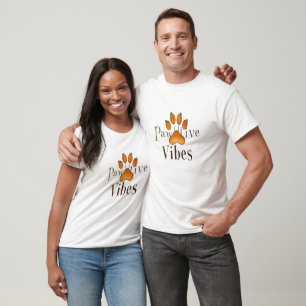 Camiseta Vibes Pawsitivos - Design de Reprodução de Palavra