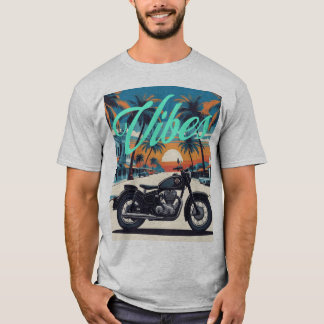 Camiseta "Vibes" Retro Motorcycle Sunset Street
