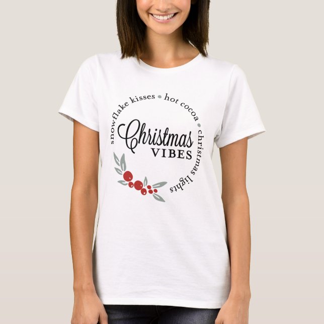Camiseta Vibes Wreath de Natal (Frente)