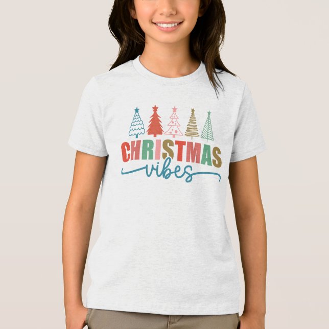 Camiseta Víblias de Natal - Design das Árvores de Férias Co (Frente)