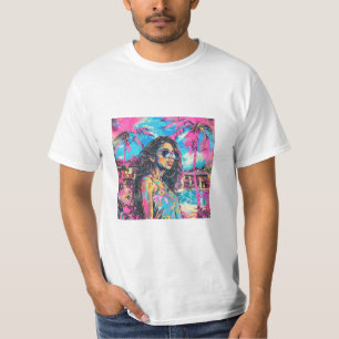Camiseta Víblias de Verão, cor-de-rosa e azul