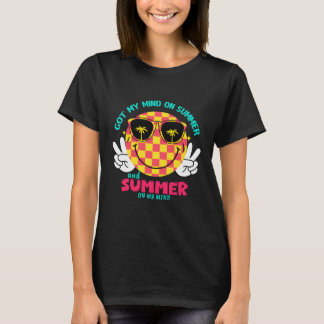 Camiseta Víblias de Verão do Smiley face Retro para Praia