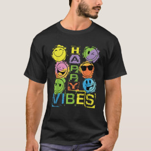 Camiseta Víblias felizes Coloridas Rostos Felizes Gráfico N