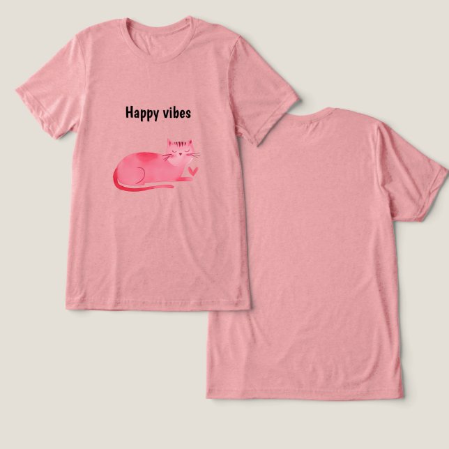Camiseta Víblias Felizes para Gatinhos Rosa (Design Frente e Verso)