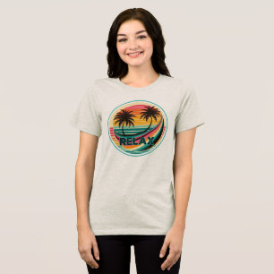 Camiseta Víblias Sunset da Árvore de Palma da Retro Vintage