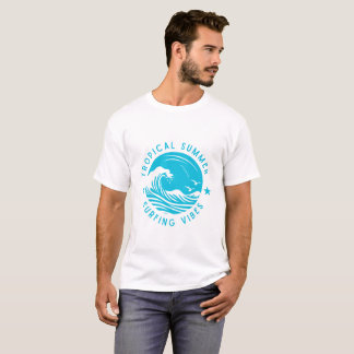 Camiseta Víblias Tropicais de Surfe de Verão