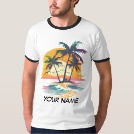 Camiseta Víblias Tropicais Sunset - Palm Trees & Beach Desi