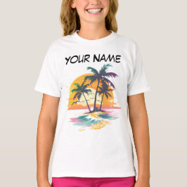 Camiseta Víblias Tropicais Sunset - Palm Trees & Beach Desi